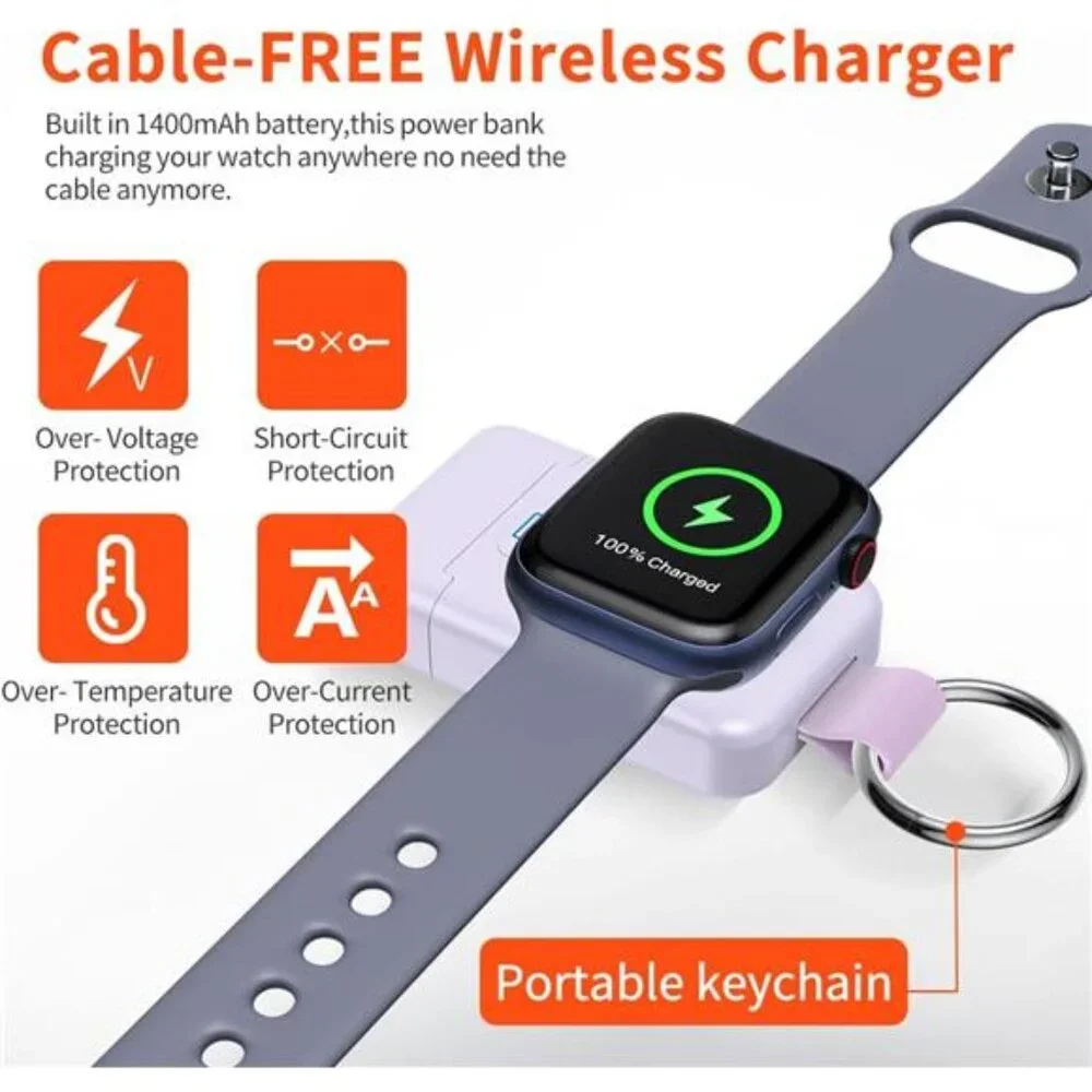 Portable Wireless Charger for Apple Watch,HUOTO iWatch Charger 1400mAh Smart